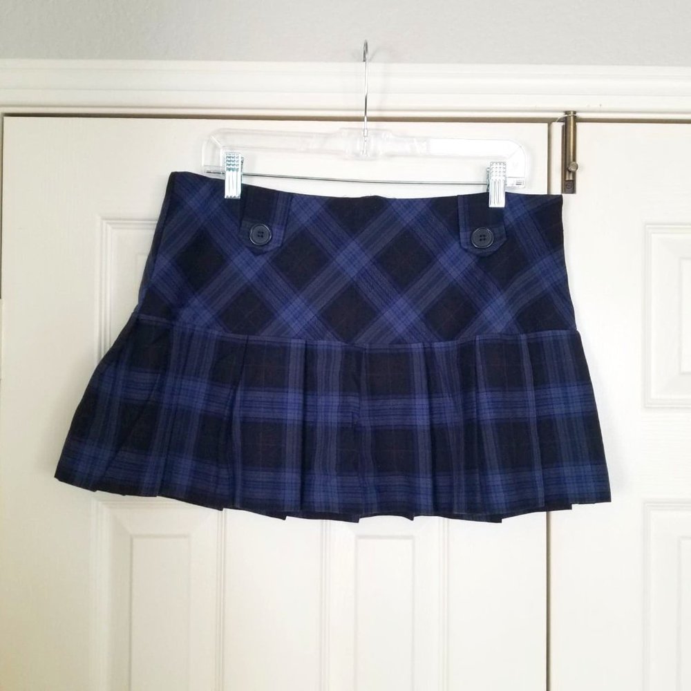 Blue Plaid School Girl Skirt